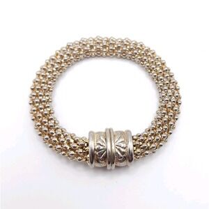 Gold Tone Panther Mesh Bracelet Vintage Style Magnetic Link Bangle